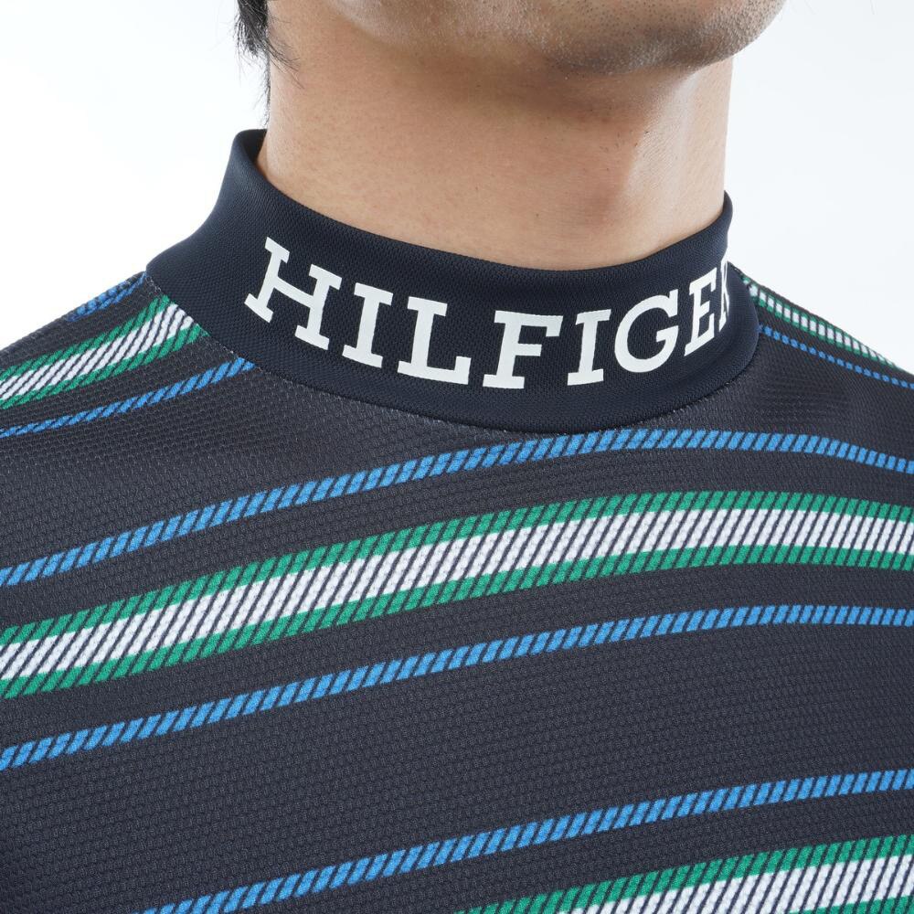 トミー ヒルフィガー ゴルフ（TOMMY HILFIGER GOLF）（メンズ）ゴルフウェア マルチボーダー半袖モックネック THMA406-NVY