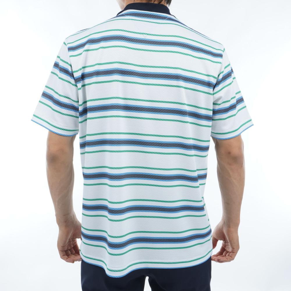 トミー ヒルフィガー ゴルフ（TOMMY HILFIGER GOLF）（メンズ）ゴルフウェア マルチボーダー半袖モックネック THMA406-WHT