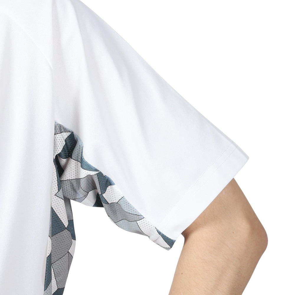 トランスコンチネンツ（TRANS CONTINENTS）（メンズ）ゴルフウェア 半袖 メンズ 幾何柄 モックネックTシャツ 24WTRX01-WH