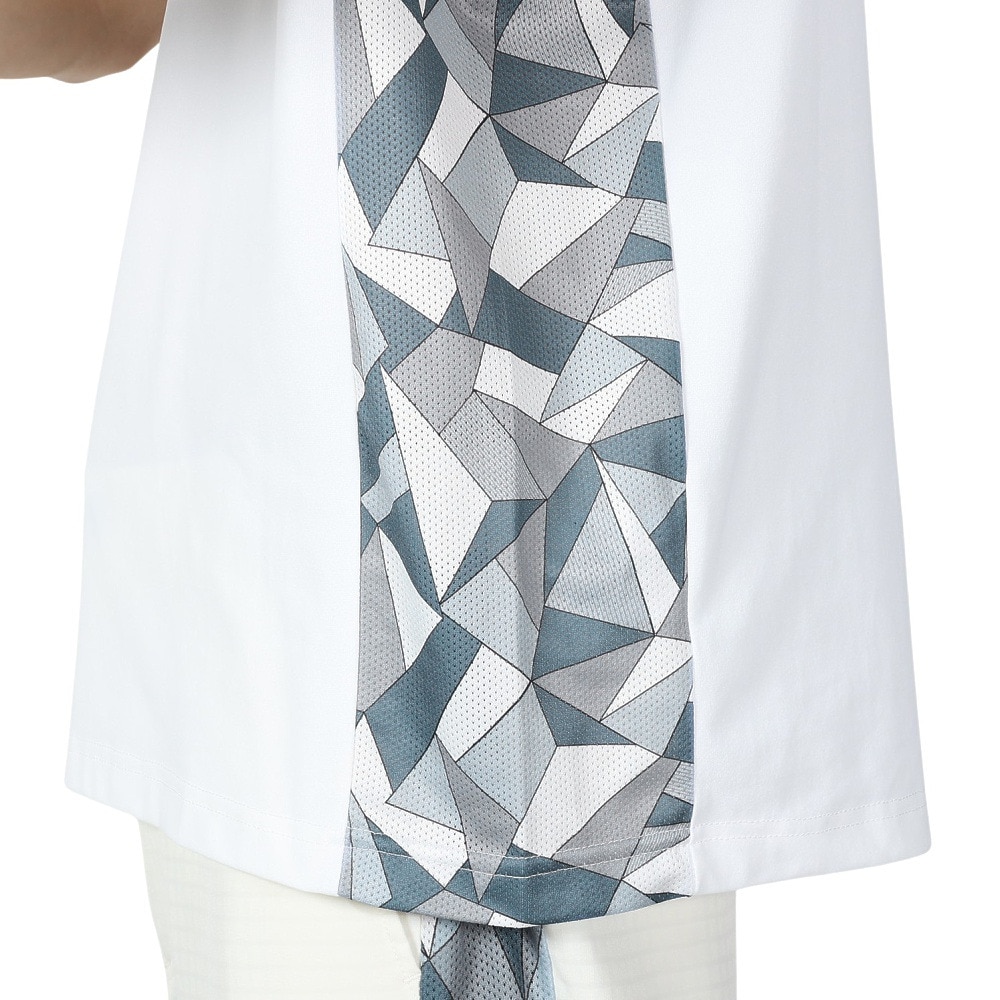 トランスコンチネンツ（TRANS CONTINENTS）（メンズ）ゴルフウェア 半袖 メンズ 幾何柄 モックネックTシャツ 24WTRX01-WH