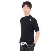 デサントゴルフ（DESCENTEGOLF）（メンズ）ゴルフウェア BASIC SERIES モックネックニット半袖シャツ DGMXJA06 BK00
