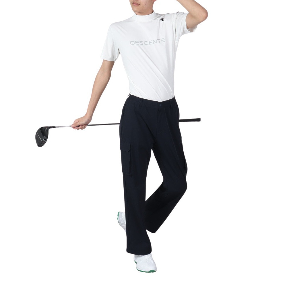 デサントゴルフ（DESCENTEGOLF）（メンズ）ゴルフウェア 吸汗速乾 接触冷感 モックネックトリコットメッシュ半袖シャツ DGMXJA07 WH00