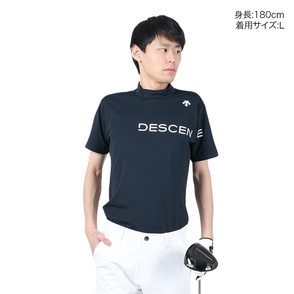 デサントゴルフ（DESCENTEGOLF）（メンズ）ゴルフウェア 吸汗速乾 モックネックベアスムース半袖シャツ DGMXJA17 BK00
