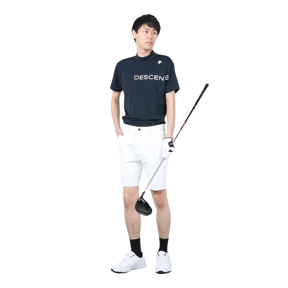 デサントゴルフ（DESCENTEGOLF）（メンズ）ゴルフウェア 吸汗速乾 モックネックベアスムース半袖シャツ DGMXJA17 BK00