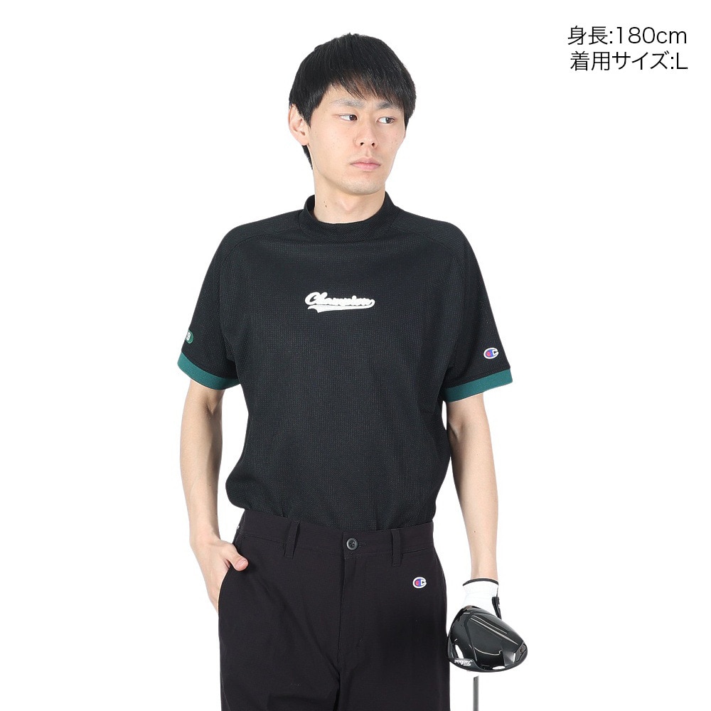 チャンピオン（CHAMPION）（メンズ）ゴルフウェア 半袖 速乾 モックネックシャツ C3-ZG306 090