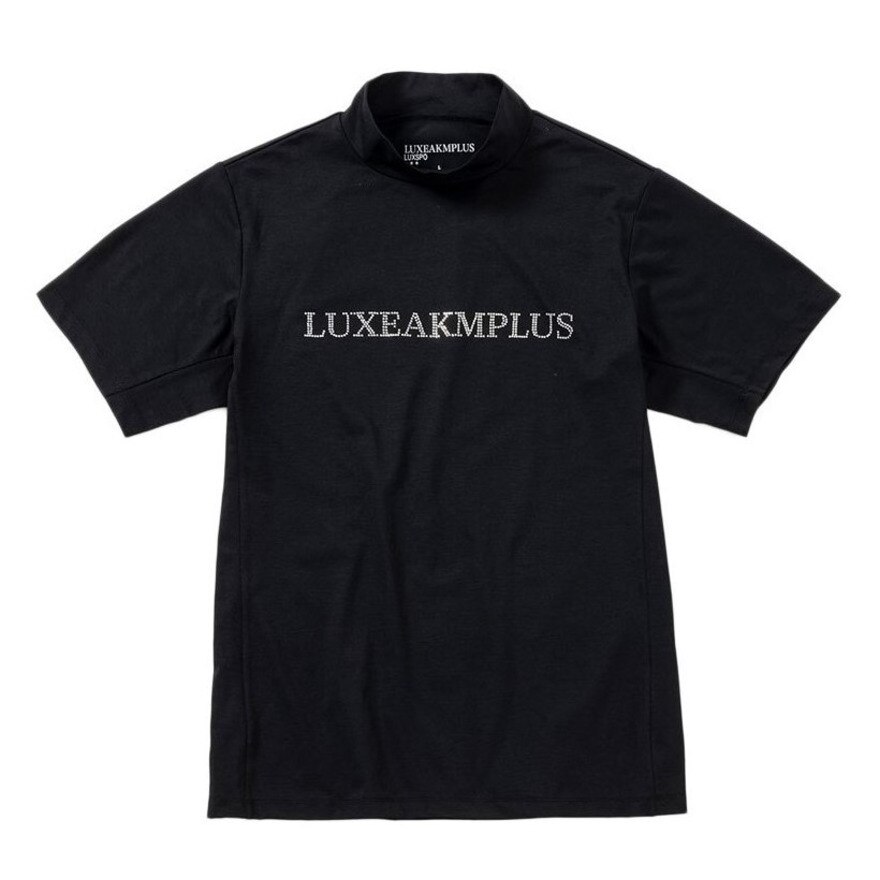 リュクスエイケイエムプラス（LUXEAKMPLU）（メンズ）ゴルフウェア 半袖 RHINESTONE モックネックシャツ LAT-24005black