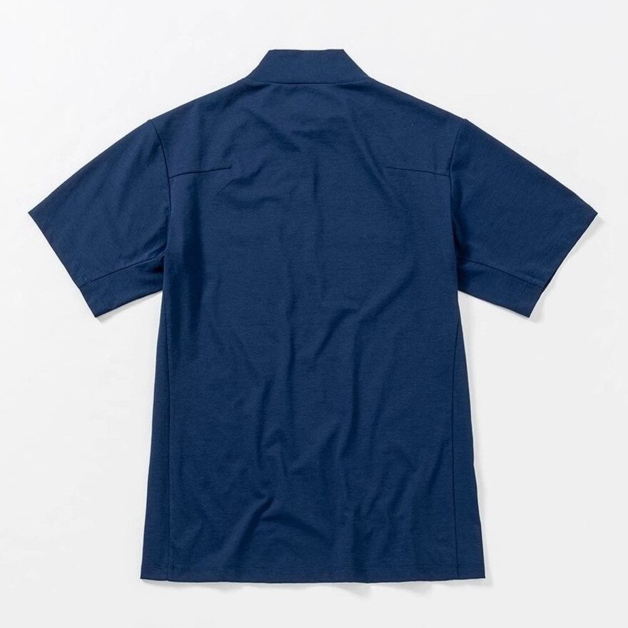 リュクスエイケイエムプラス（LUXEAKMPLU）（メンズ）ゴルフウェア 半袖 RHINESTONE モックネックシャツ LAT-24005navy