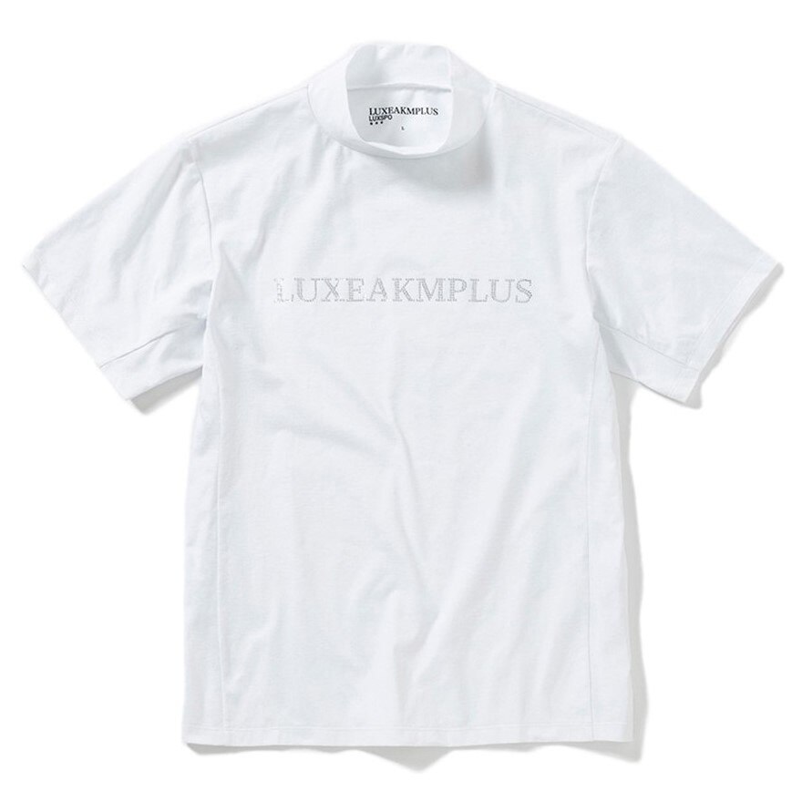リュクスエイケイエムプラス（LUXEAKMPLU）（メンズ）ゴルフウェア 半袖 RHINESTONE モックネックシャツ LAT-24005white