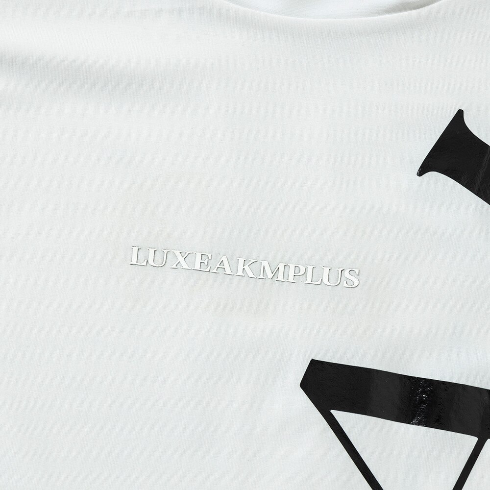 リュクスエイケイエムプラス（LUXEAKMPLU）（メンズ）ゴルフウェア 半袖 TECHNOLOGY PATTERN モックネックシャツ LAT-24008white