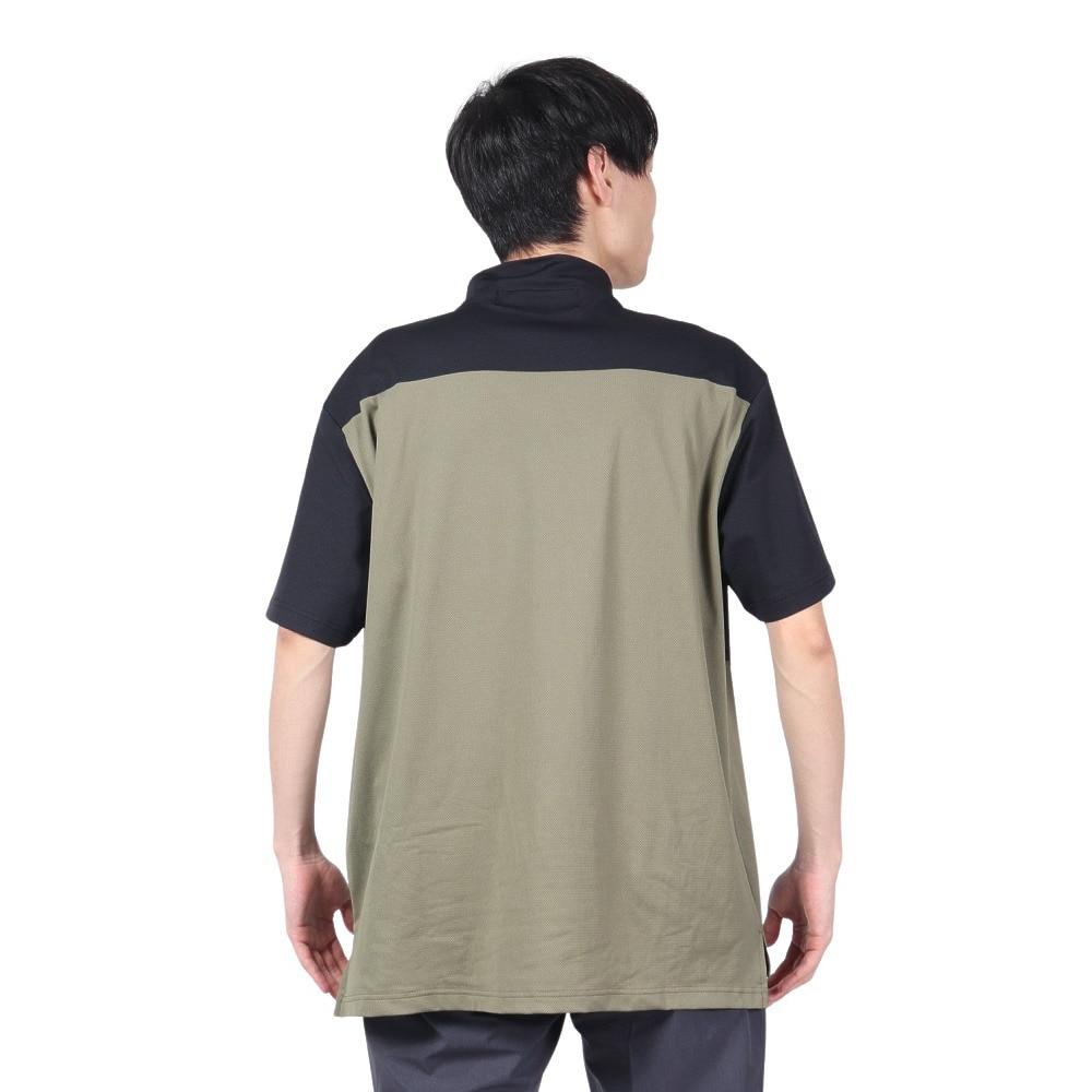 Second Style（Second Style）（メンズ）ゴルフウェア 接触冷感 ハーフジップ ビッグ半袖モックネック 242223-BLK