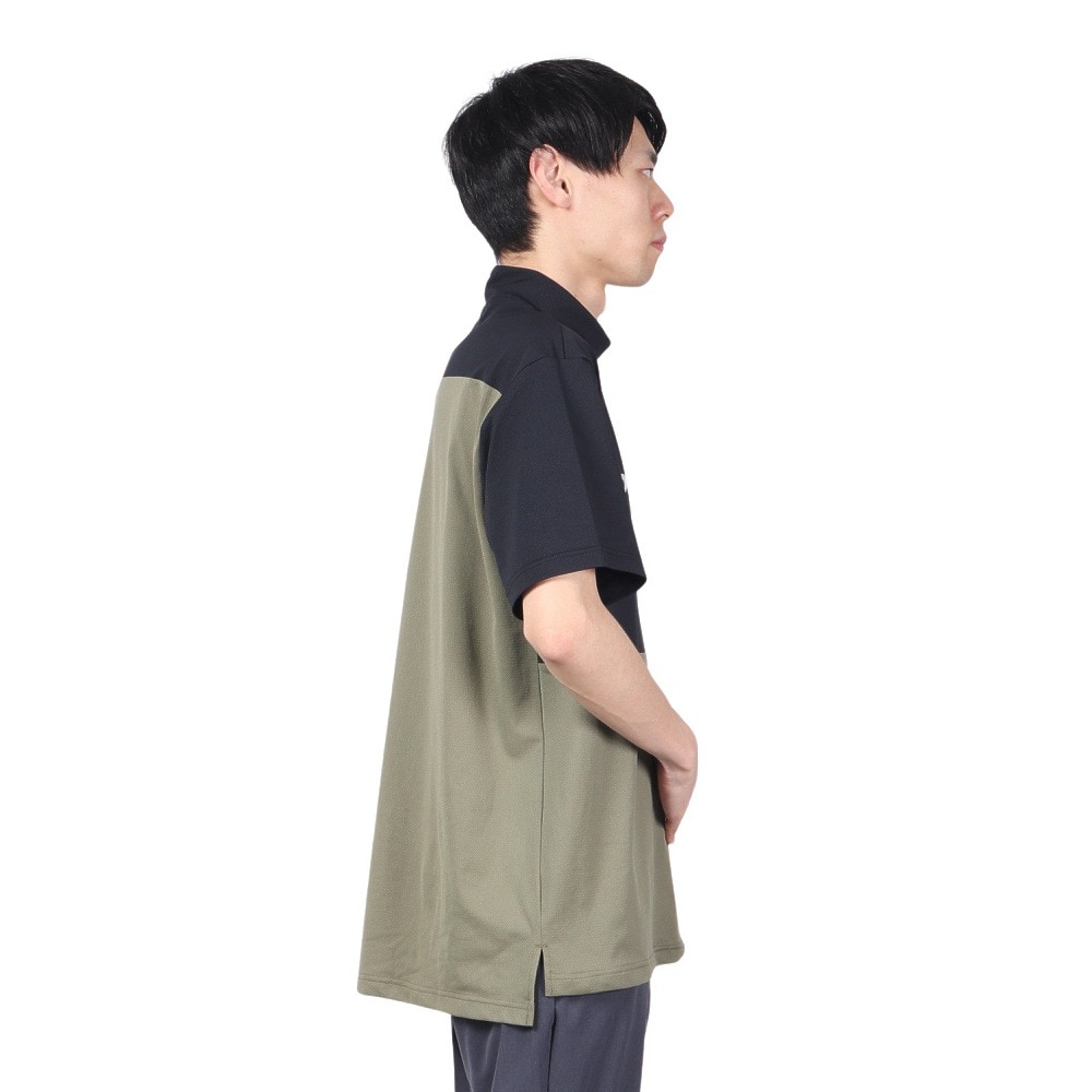 Second Style（Second Style）（メンズ）ゴルフウェア 接触冷感 ハーフジップ ビッグ半袖モックネック 242223-BLK