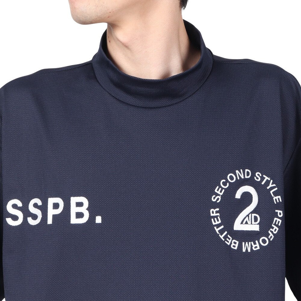 Second Style（Second Style）（メンズ）ゴルフウェア 接触冷感 ハーフジップ ビッグ半袖モックネック 242223-NVY