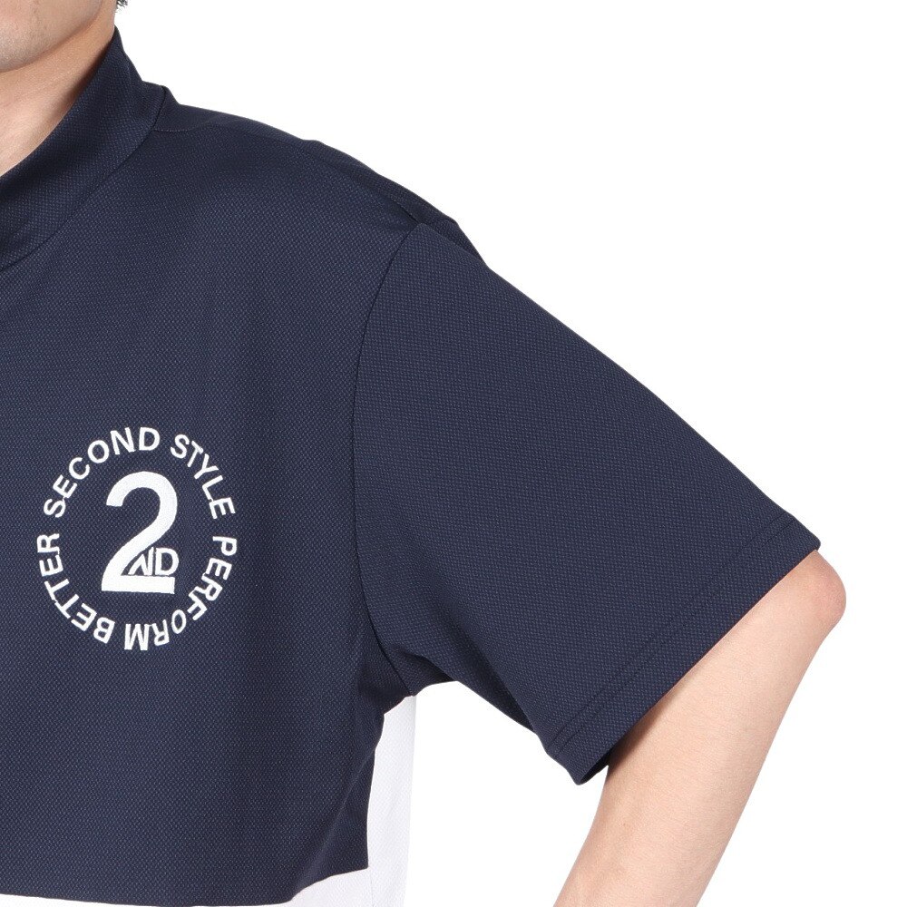 Second Style（Second Style）（メンズ）ゴルフウェア 接触冷感 ハーフジップ ビッグ半袖モックネック 242223-NVY