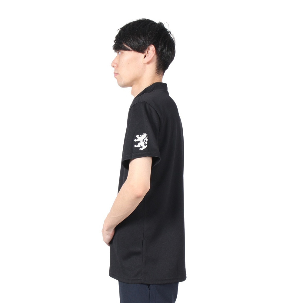 アドミラル ゴルフ（Admiral GOLF）（メンズ）ゴルフウェア 吸水速乾 ハイネックシャツ ゴルフ 半袖 メンズ フラッグ モックネックシャツ ADMA498-BLK