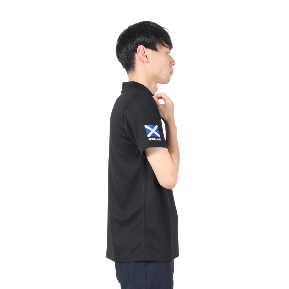 アドミラル ゴルフ（Admiral GOLF）（メンズ）ゴルフウェア 吸水速乾 ハイネックシャツ ゴルフ 半袖 メンズ フラッグ モックネックシャツ ADMA498-BLK