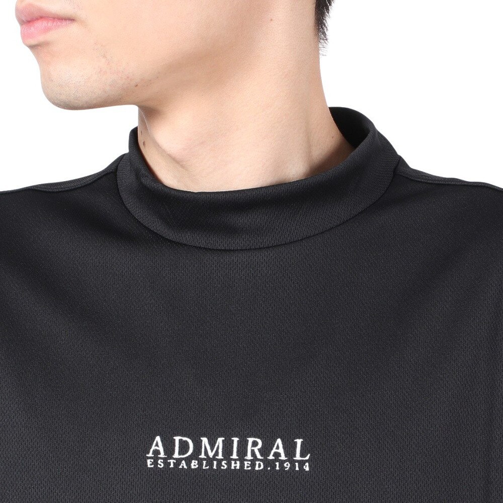 アドミラル ゴルフ（Admiral GOLF）（メンズ）ゴルフウェア 吸水速乾 ハイネックシャツ ゴルフ 半袖 メンズ フラッグ モックネックシャツ ADMA498-BLK