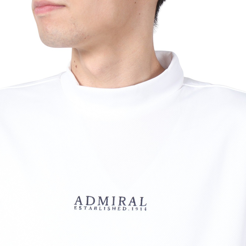 アドミラル ゴルフ（Admiral GOLF）（メンズ）ゴルフウェア 吸水速乾 抗菌防臭 ハイネックシャツ ゴルフ 半袖 メンズ フラッグ モックネックシャツ ADMA498-WHT