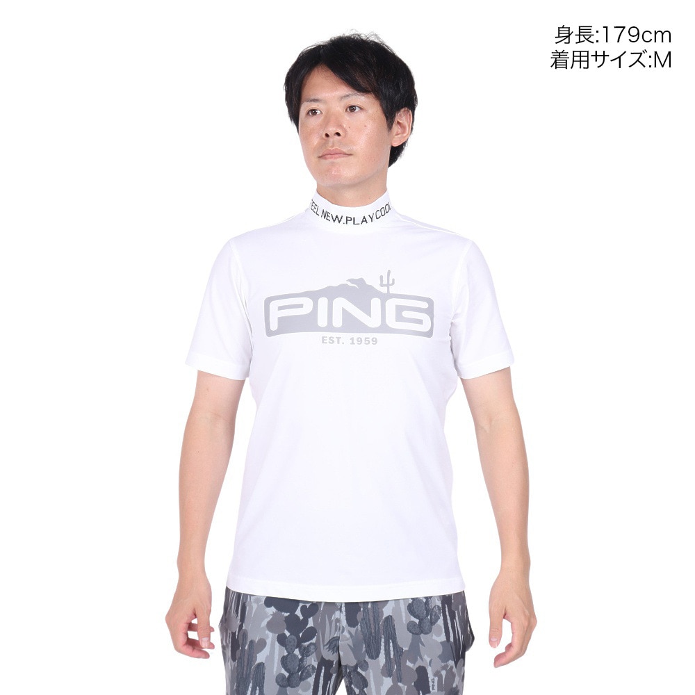 ピン（PING）（メンズ）ゴルフウェア モックネック ストレッチカノコ半袖ハイネックカットソー 621-4267805-030