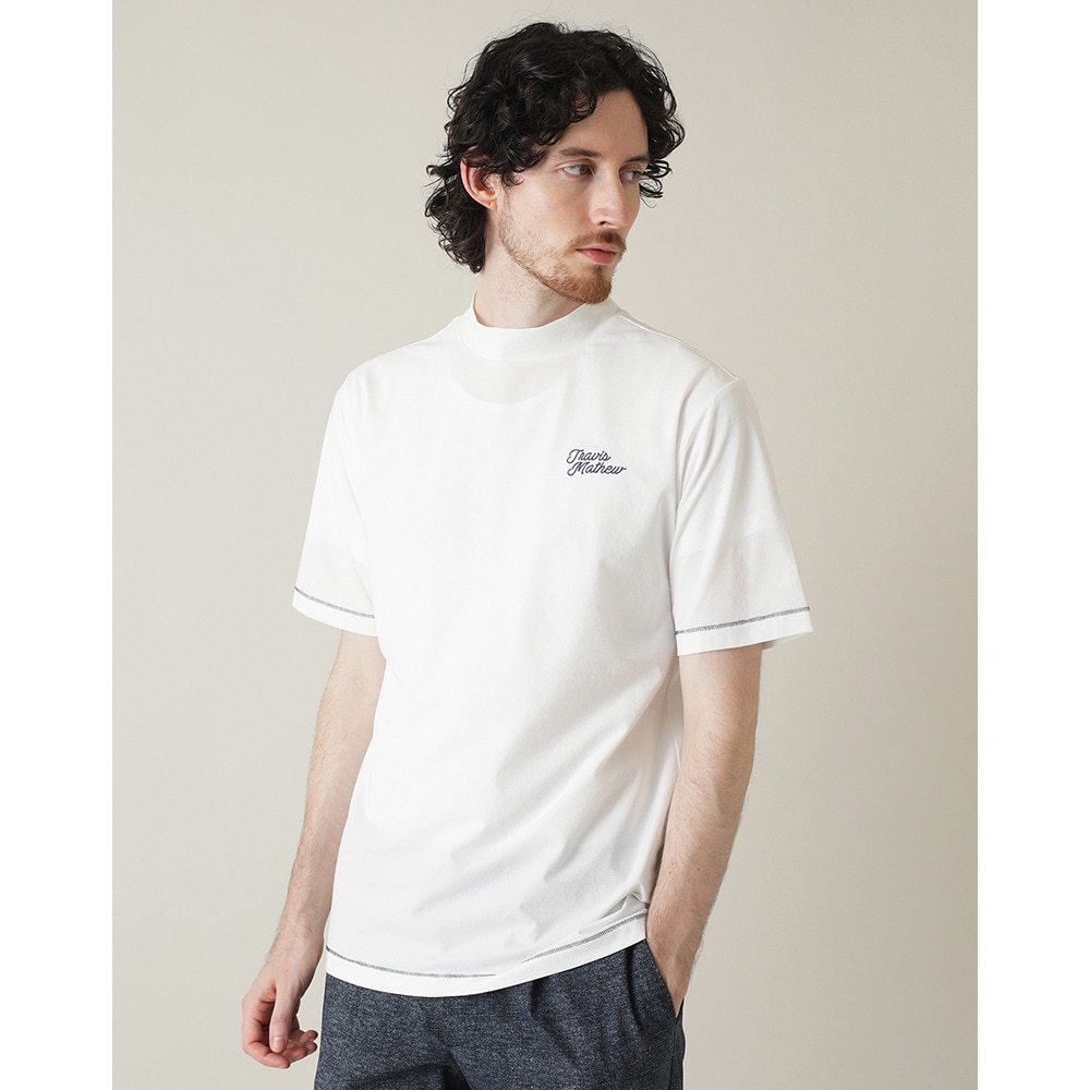 トラヴィスマシュー（Travis Mathew）（メンズ）ゴルフウェア 吸湿速乾 Stitch 半袖 レトロ モックネックシャツ 7AL024-1WHT