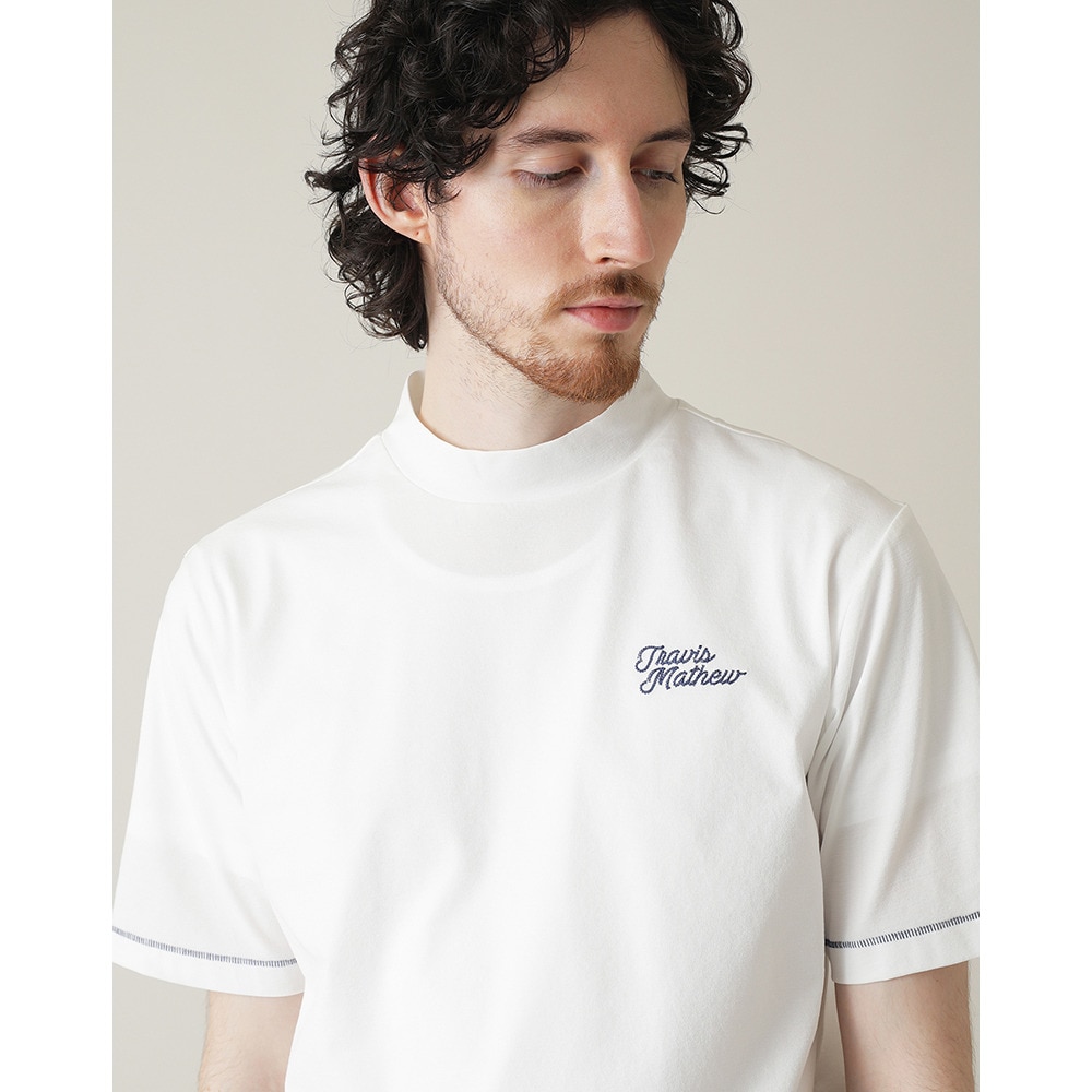 トラヴィスマシュー（Travis Mathew）（メンズ）ゴルフウェア 吸湿速乾 Stitch 半袖 レトロ モックネックシャツ 7AL024-1WHT