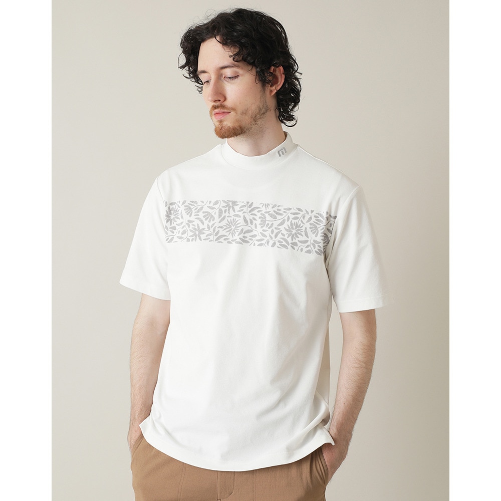 トラヴィスマシュー（Travis Mathew）（メンズ）ゴルフウェア 吸水速乾 Rubber プリント 半袖モックネックシャツ 7AL026-1WHT