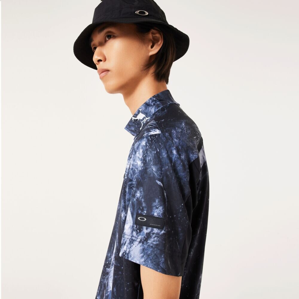 オークリー（OAKLEY）（メンズ）ゴルフウェア 吸汗速乾 SKULL BOLD OMBLE モックネック半袖シャツ FOA407600-00G