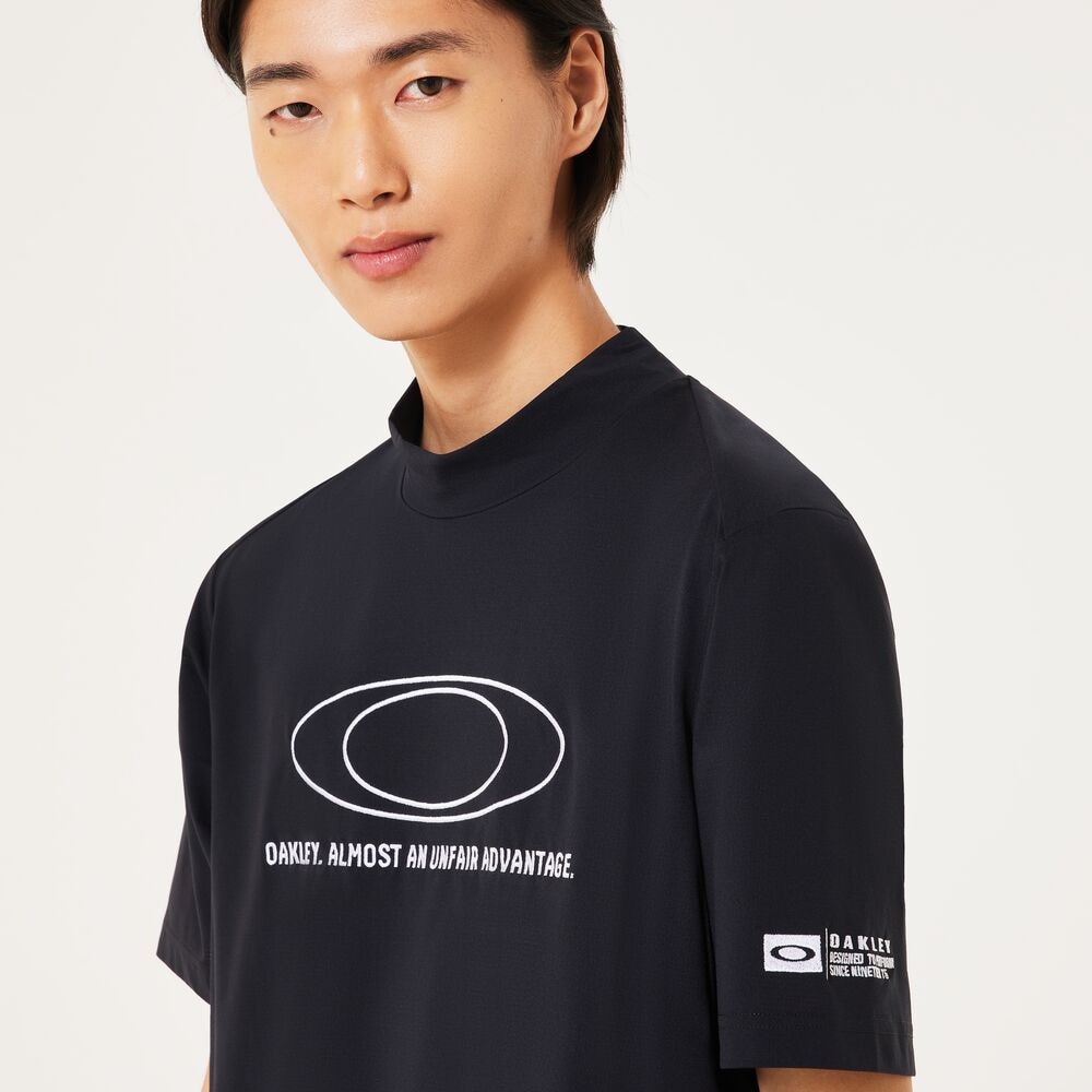 オークリー（OAKLEY）（メンズ）ゴルフウェア 吸汗速乾 O-SYNC PACK ELLIPSE EMB モックネック半袖シャツ FOA407604-02E