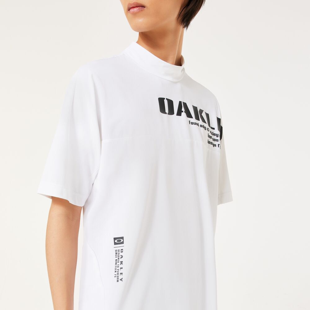 オークリー（OAKLEY）（メンズ）ゴルフウェア 吸汗速乾 接触冷感 TECH COLD SQUARE 半袖モックネックシャツ FOA407677-100