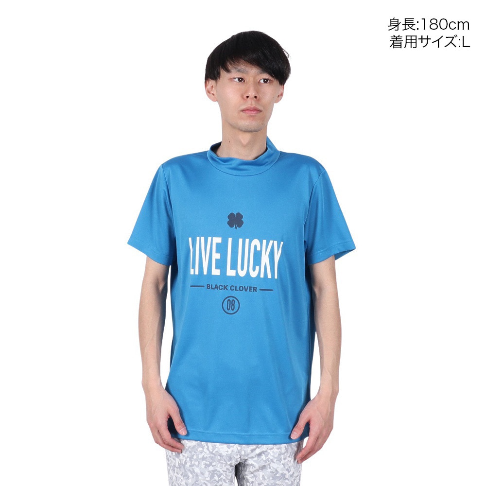 ブラッククローバー（Black Clover）（メンズ）ゴルフウェア 吸水速乾 半袖 LIVELUCKY ハイネックTシャツ BA5RTG02 BLU