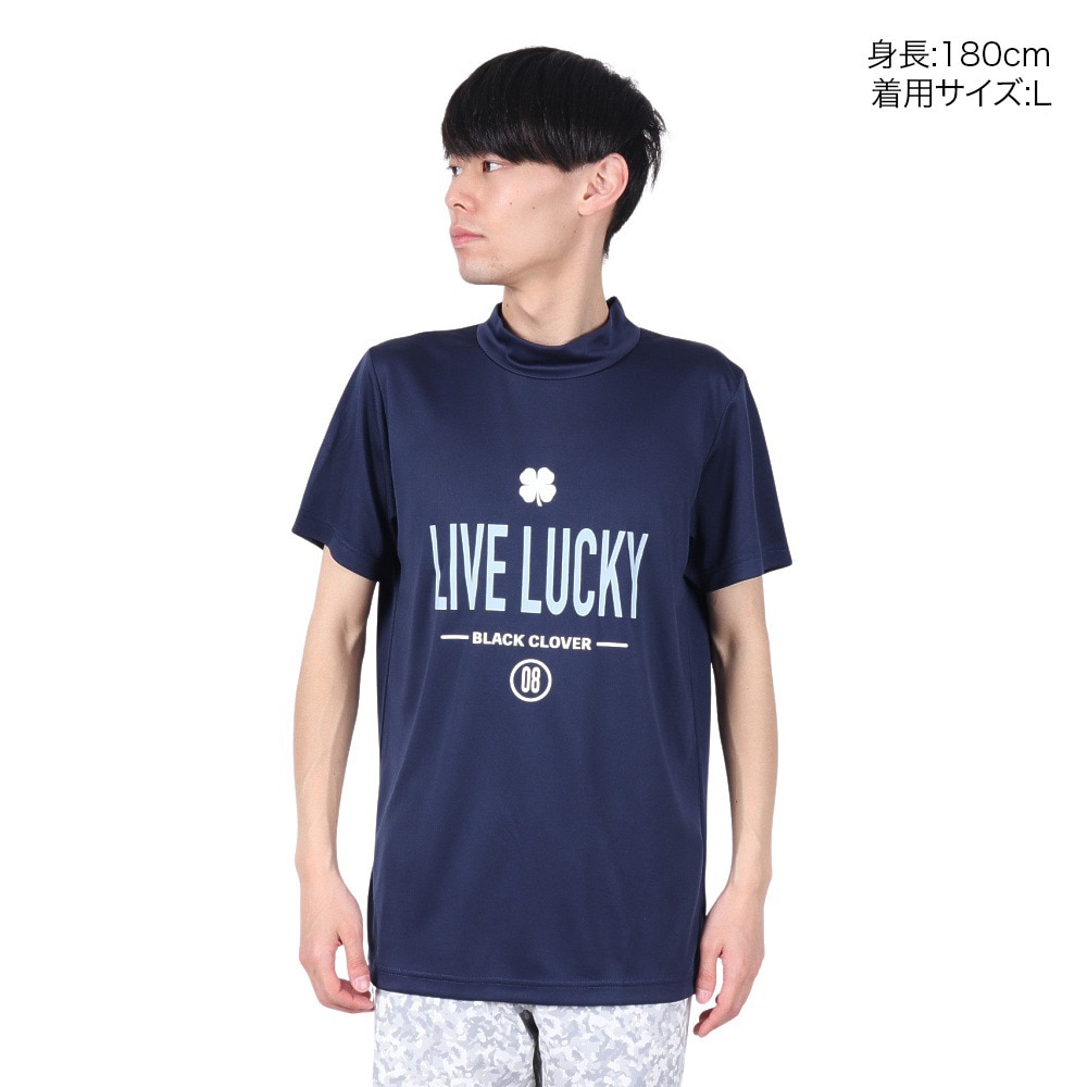 ブラッククローバー（Black Clover）（メンズ）ゴルフウェア 吸水速乾 半袖 LIVELUCKY ハイネックTシャツ BA5RTG02 NVY
