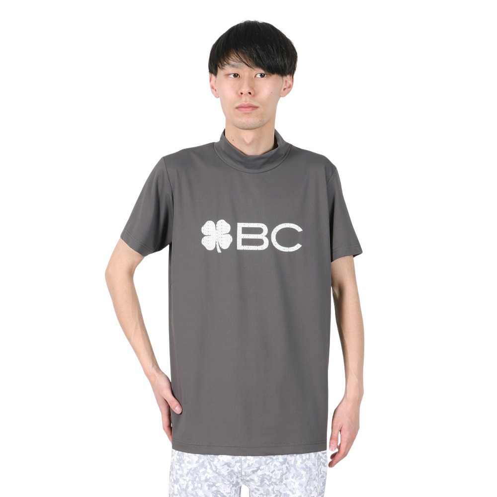 ブラッククローバー（Black Clover）（メンズ）ゴルフウェア 吸水速乾 半袖 ビッグロゴ ハイネックTシャツ BA5RTG03 GRY