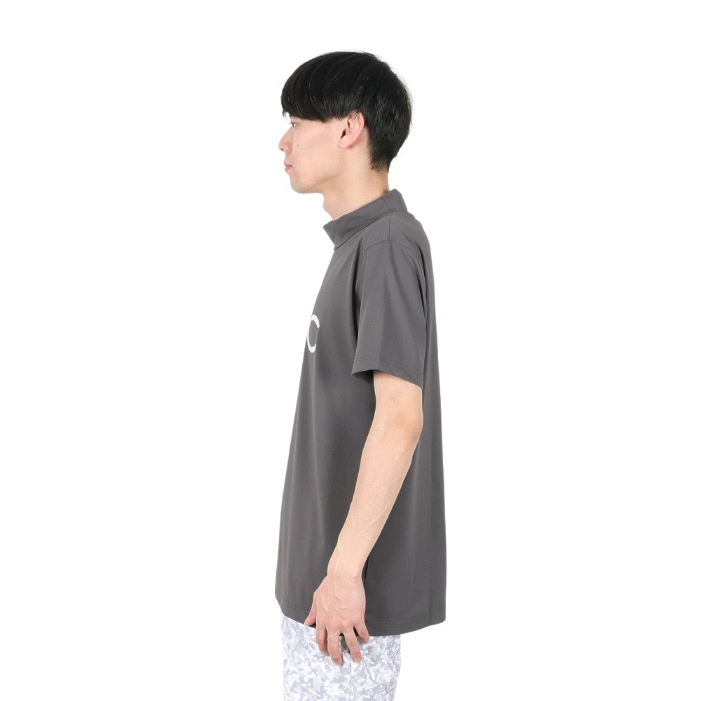 ブラッククローバー（Black Clover）（メンズ）ゴルフウェア 吸水速乾 半袖 ビッグロゴ ハイネックTシャツ BA5RTG03 GRY
