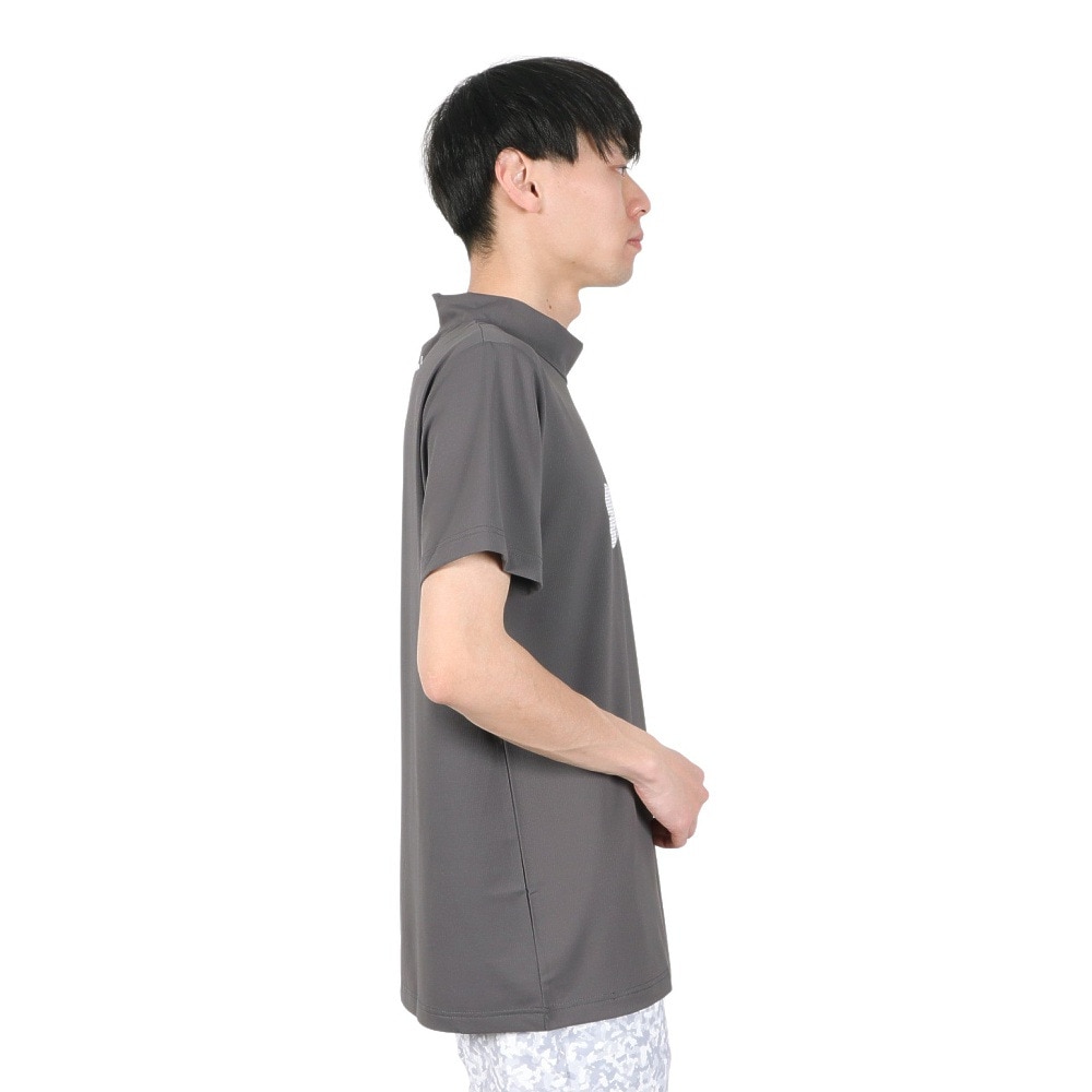 ブラッククローバー（Black Clover）（メンズ）ゴルフウェア 吸水速乾 半袖 ビッグロゴ ハイネックTシャツ BA5RTG03 GRY
