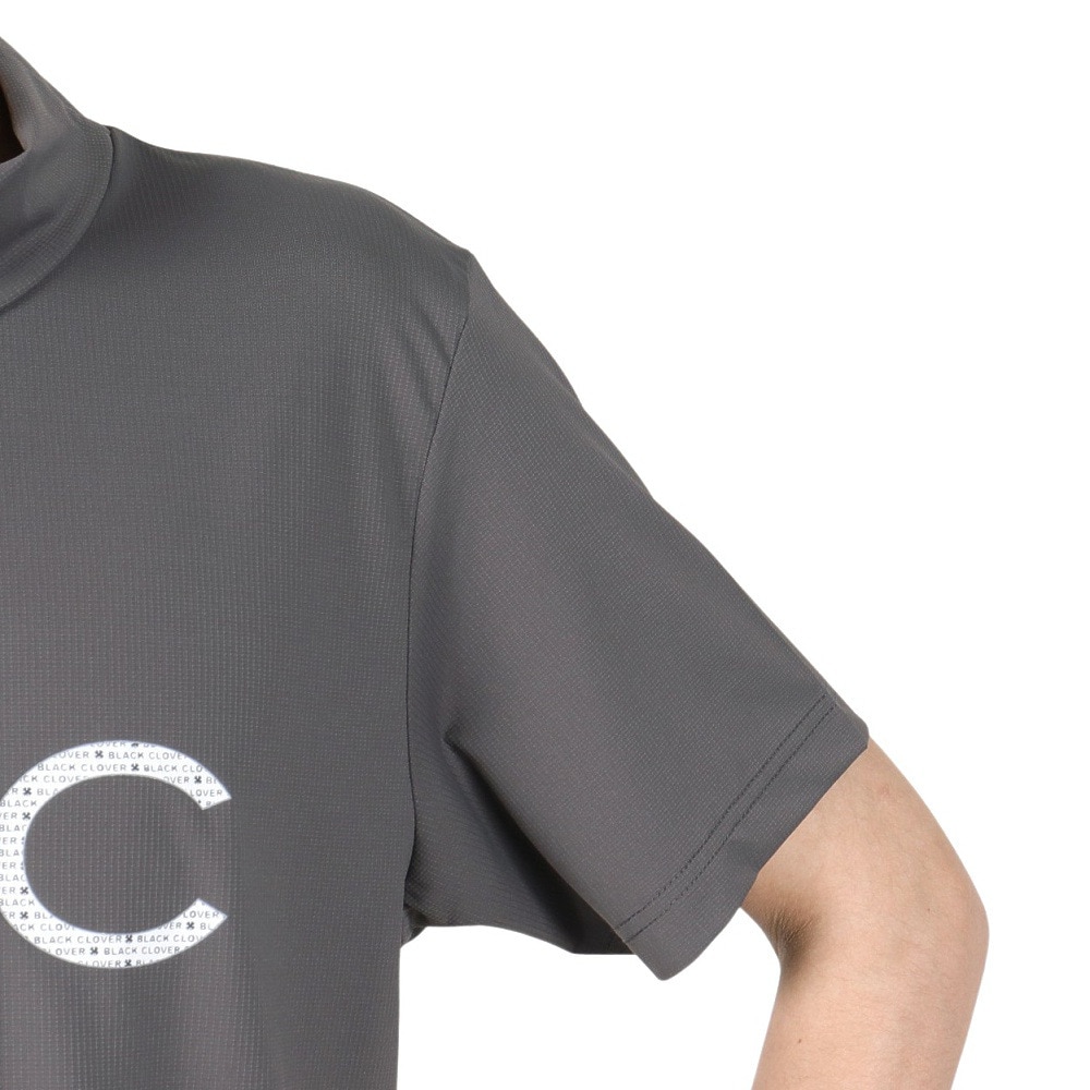 ブラッククローバー（Black Clover）（メンズ）ゴルフウェア 吸水速乾 半袖 ビッグロゴ ハイネックTシャツ BA5RTG03 GRY
