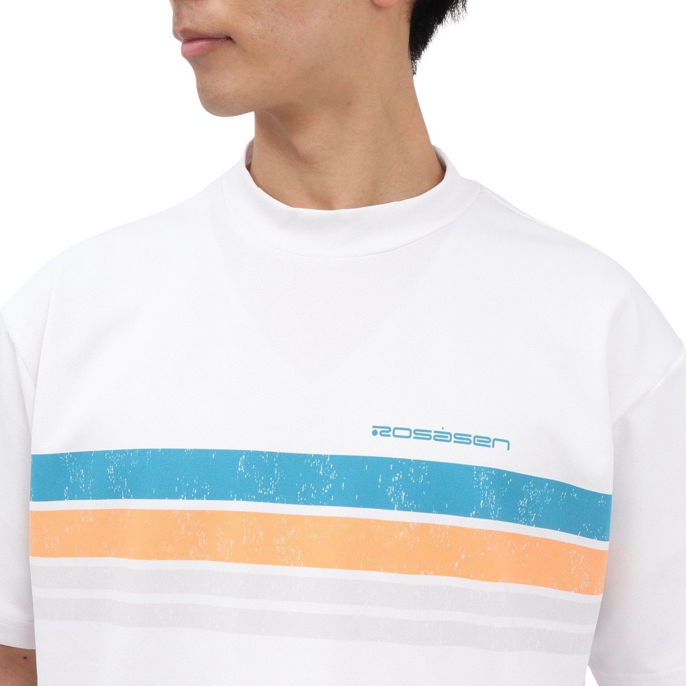 ROSASEN（メンズ）ゴルフウェア 吸水速乾 接触冷感 半袖 モックネック Tシャツ 044-23544-25SS-005