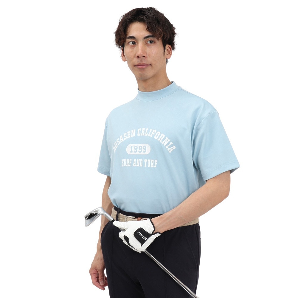 ROSASEN（メンズ）ゴルフウェア 吸水速乾 接触冷感 半袖 モックネック Tシャツ 044-23544-25SS-091
