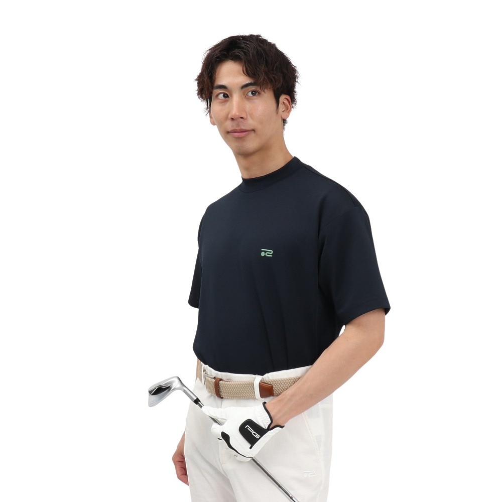 ROSASEN（メンズ）ゴルフウェア 吸水速乾 接触冷感 半袖 モックネック Tシャツ 044-23544-25SS-098