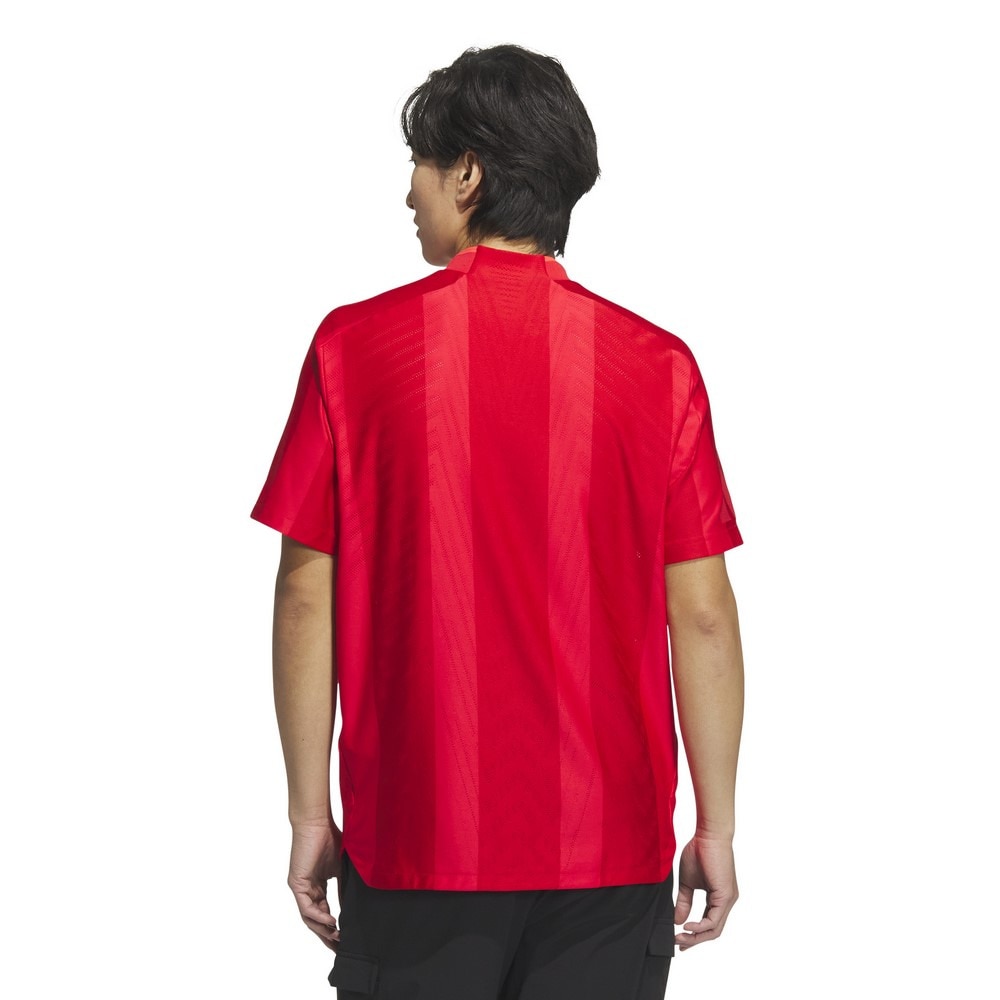 アディダス（adidas）（メンズ）ゴルフウェア 吸湿 アディゼロ ボディマッピング ジャカード 半袖モックネックシャツ KUK73-JG1316RED