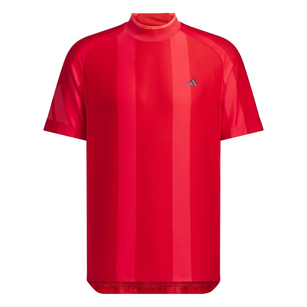 アディダス（adidas）（メンズ）ゴルフウェア 吸湿 アディゼロ ボディマッピング ジャカード 半袖モックネックシャツ KUK73-JG1316RED