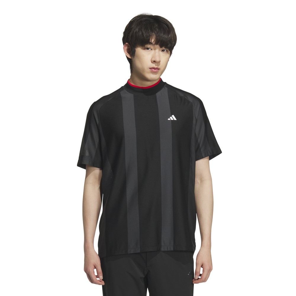 アディダス（adidas）（メンズ）ゴルフウェア 吸湿 アディゼロ ボディマッピング ジャカード 半袖モックネックシャツ KUK73-JG1317BLK