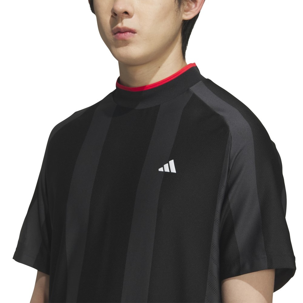 アディダス（adidas）（メンズ）ゴルフウェア 吸湿 アディゼロ ボディマッピング ジャカード 半袖モックネックシャツ KUK73-JG1317BLK