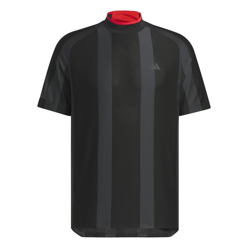 アディダス（adidas）（メンズ）ゴルフウェア 吸湿 アディゼロ ボディマッピング ジャカード 半袖モックネックシャツ KUK73-JG1317BLK