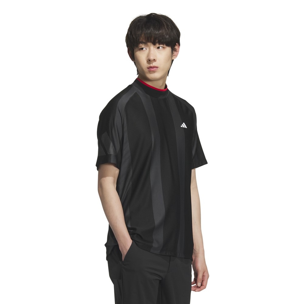 アディダス（adidas）（メンズ）ゴルフウェア 吸湿 アディゼロ ボディマッピング ジャカード 半袖モックネックシャツ KUK73-JG1317BLK