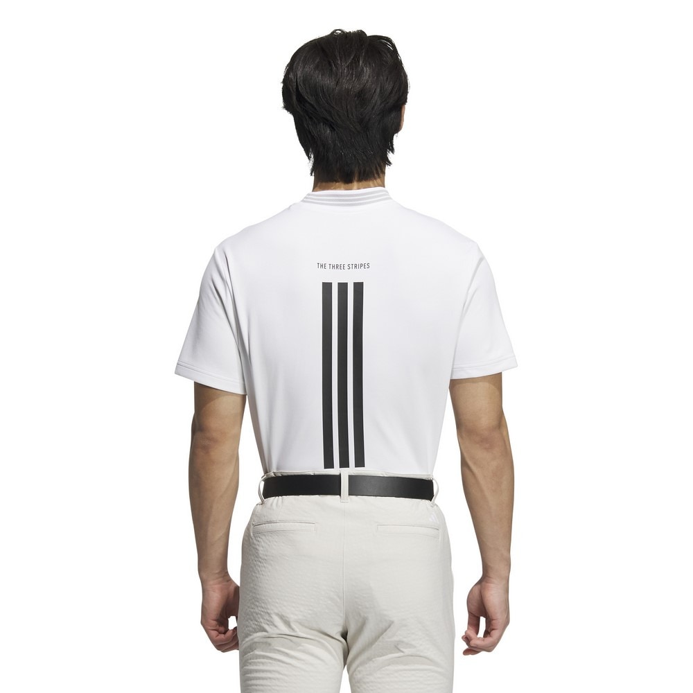 アディダス（adidas）（メンズ）ゴルフウェア スリーストライプス モックネック 半袖シャツ KVH10-JE7128W