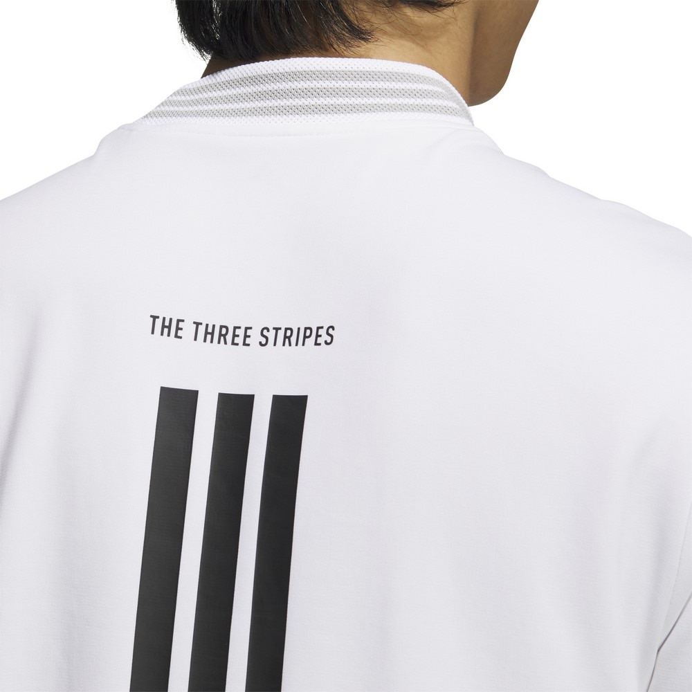 アディダス（adidas）（メンズ）ゴルフウェア スリーストライプス モックネック 半袖シャツ KVH10-JE7128W