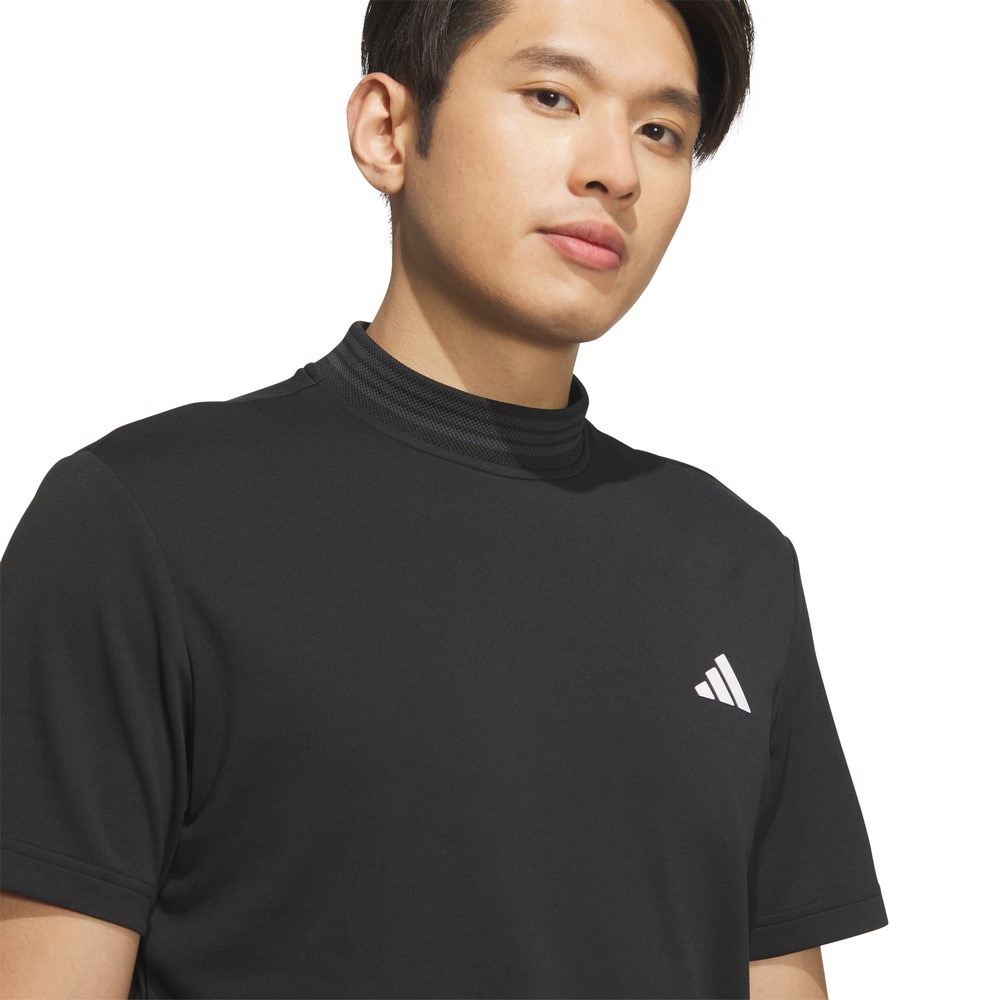 アディダス（adidas）（メンズ）ゴルフウェア スリーストライプス 半袖 モックネックシャツ KVH10-JF6269BLK