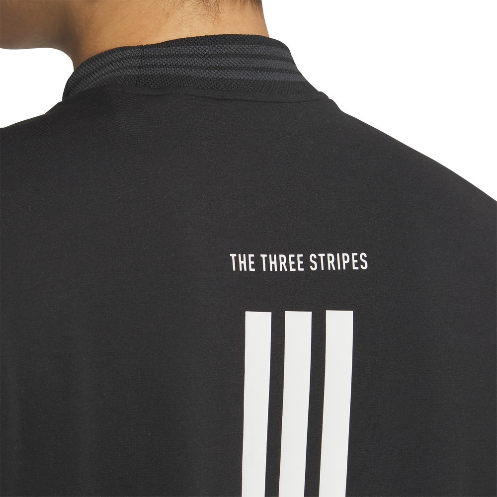 アディダス（adidas）（メンズ）ゴルフウェア スリーストライプス 半袖 モックネックシャツ KVH10-JF6269BLK