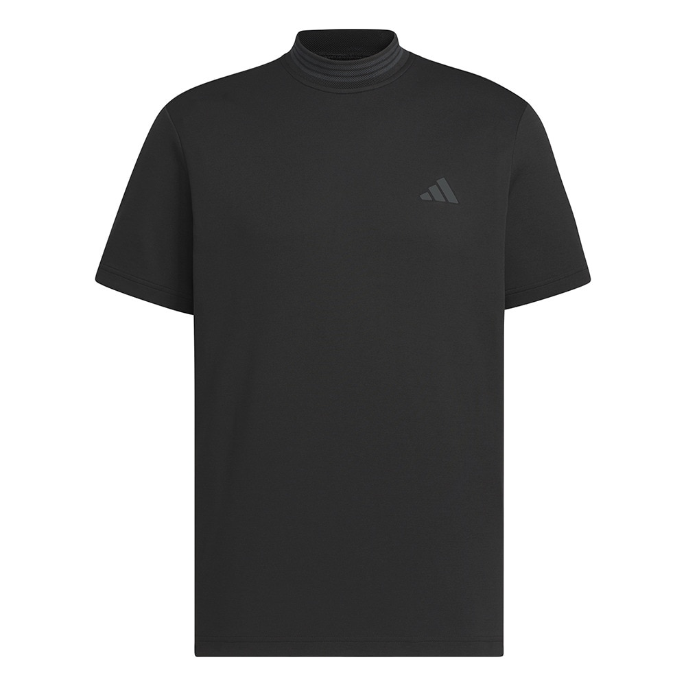 アディダス（adidas）（メンズ）ゴルフウェア スリーストライプス 半袖 モックネックシャツ KVH10-JF6269BLK
