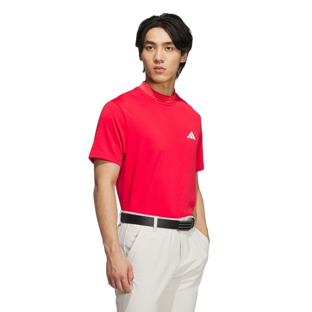 アディダス（adidas）（メンズ）ゴルフウェア スリーストライプス 半袖 モックネックシャツ KVH10-JF6270RED