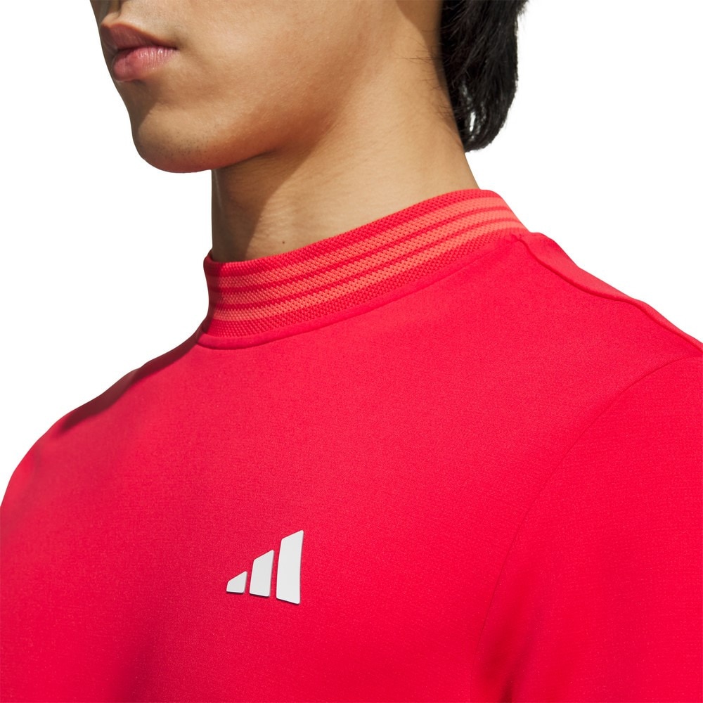 アディダス（adidas）（メンズ）ゴルフウェア スリーストライプス 半袖 モックネックシャツ KVH10-JF6270RED